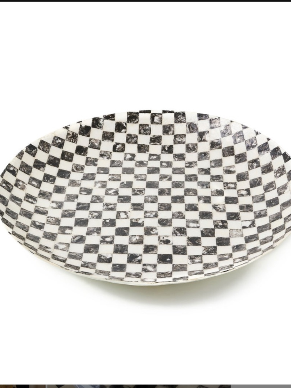 Mackenzie Childs Stylish Black-and-White Capiz Decorative Bowl Unique Home Decor